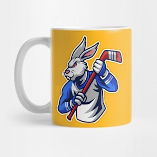 Rabbit Hockey Player Mascot & Sport pattern Mug